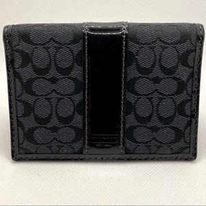 Small Coach Signature C Black Folding Wallet